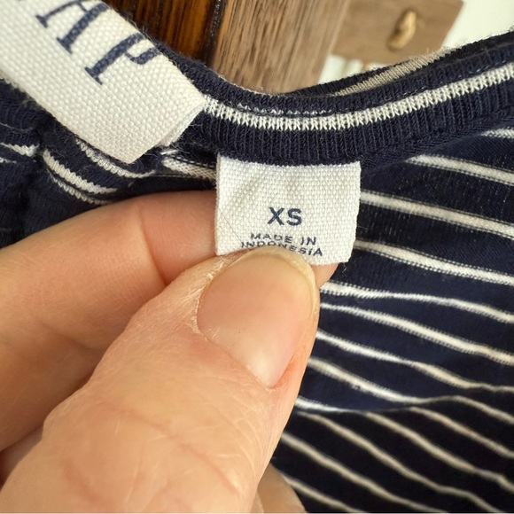 Gap Sleeveless Knit Midi V-Neck Dress‎ Navy/White Striped Viscose Spandex XS EUC - Picture 7 of 12